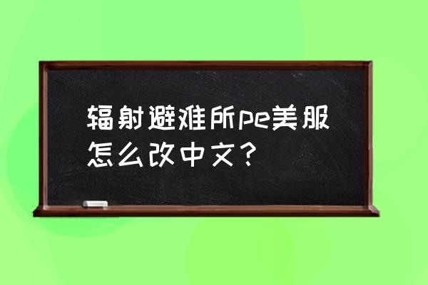 辐射避难所怎么切中文 辐射避难所pe美服怎么改中文？