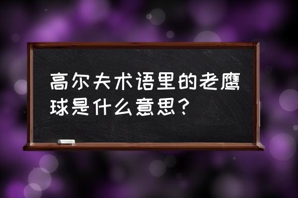 高尔夫球抓老鹰什么意思 高尔夫术语里的老鹰球是什么意思？