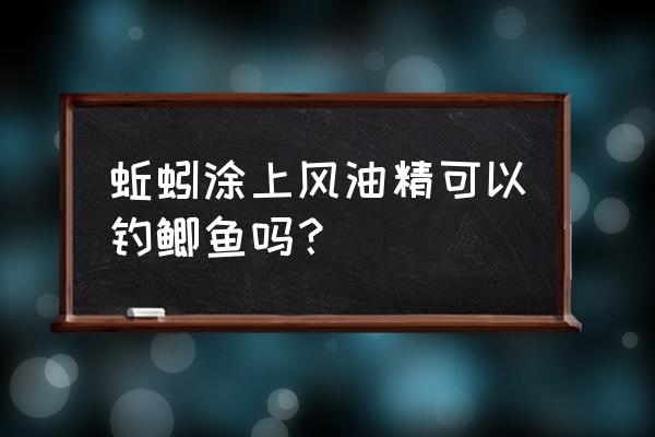 钓鱼在蚯蚓上涂清凉油有效果吗 蚯蚓涂上风油精可以钓鲫鱼吗？