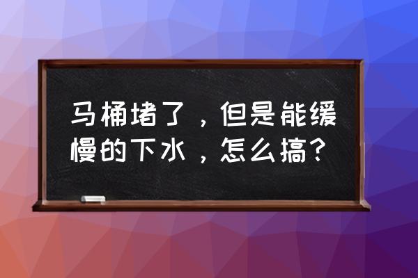 马桶堵了但下水很慢怎么办 马桶堵了，但是能缓慢的下水，怎么搞？