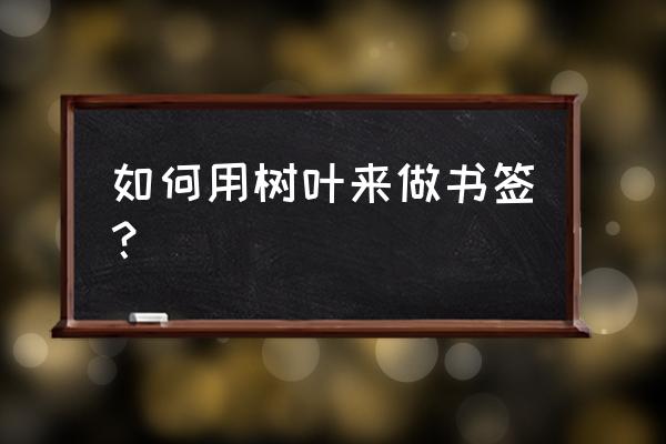 如何折叶子书签 如何用树叶来做书签？