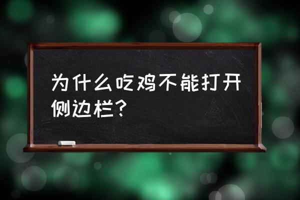 吃鸡设置探头为什么探头不显示 为什么吃鸡不能打开侧边栏？