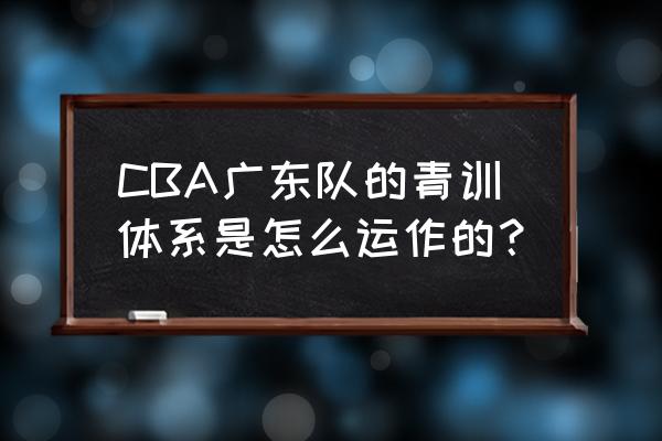 青训球队怎么训练 CBA广东队的青训体系是怎么运作的？