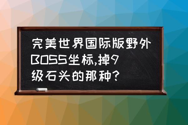 完美国际版技能哪里学习 完美世界国际版野外BOSS坐标,掉9级石头的那种？