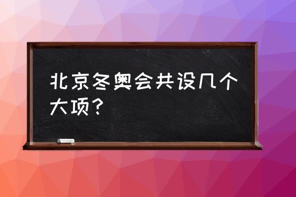 北京2022年冬残奥会得了几枚金牌 北京冬奥会共设几个大项？