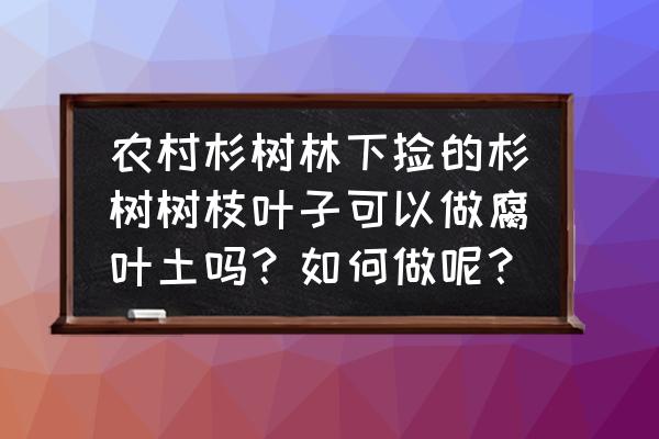 腐叶土消毒杀虫的最佳方法 农村杉树林下捡的杉树树枝叶子可以做腐叶土吗？如何做呢？