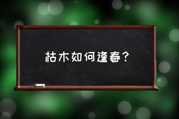 枯木干枯怎么处理 枯木如何逢春？